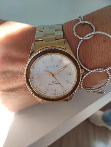 Relógio feminino Lince dourado