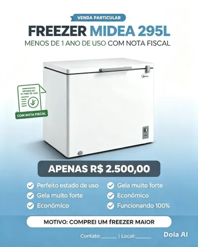Freezer Midea 295litros grande