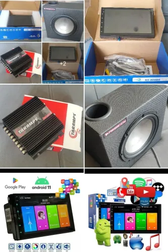 Kit Som Automotivo Completo: Multimídia Roadstar 7" + Módulo Taramps 400w + Caixa Dutada