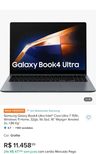 Notebook Galaxy Book 4 Ultra 16, Intel Core Ultra 7 156H, RTX 4050 - 32 GB RAM