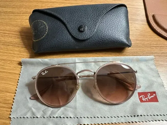 Óculos de sol Ray-Ban ROUND DOUBLE BRIDGE marrom degradê