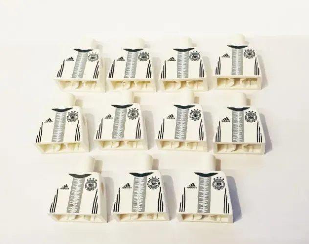 11 torsos novos e originais lego para minifiguras seleção alemanha adidas