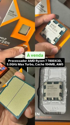 Processador AMD Ryzen 7 7800X3D, 5.0GHz Max Turbo, Cache 104MB, AM5, 8 Núcleos