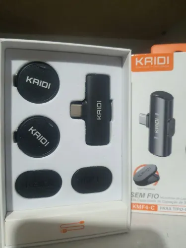 Microfone de Lapela Sem Fio Kaidi (Tipo-C) - Novo, na Caixa.