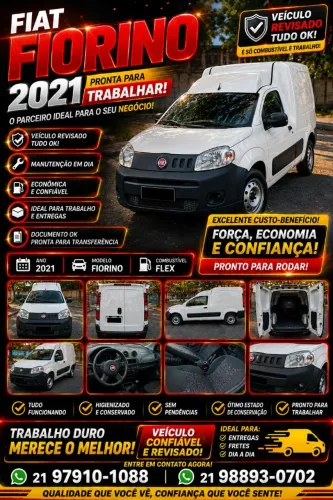 Fiat Fiorino Furgão Work. Hard 1.4 Flex 8V 2P 2021