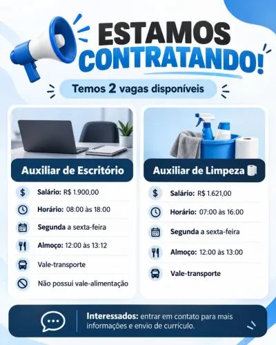 Contrata-se 2 vagas prox. St Garavelo