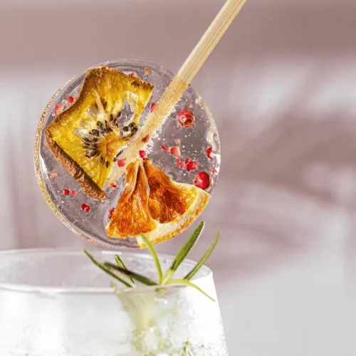 Pirulito de cristal com especiarias para drink 