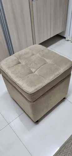 Puff em tecido super macio com rodas silicone - 46 × 46 X 46 cm