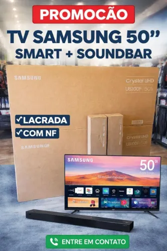 Tv samsung 50" uhd 4k lacrada nf com soundbar
