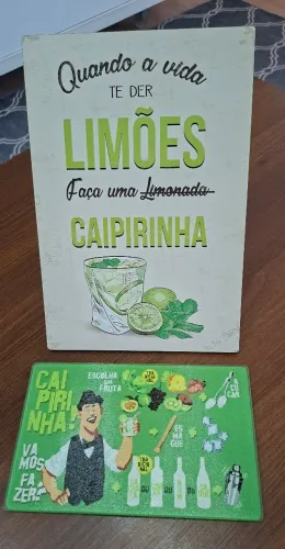 Quadro mdf + tábua de vidro - Kit caipirinha