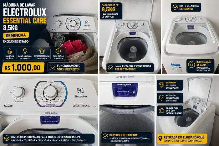 Máquina de Lavar Electrolux Essential Care 8,5kg LES09 - Seminova - Excelente Estado