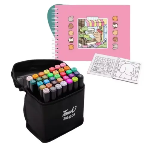 Livro de colorir Bobbie Goods + canetas coloridas