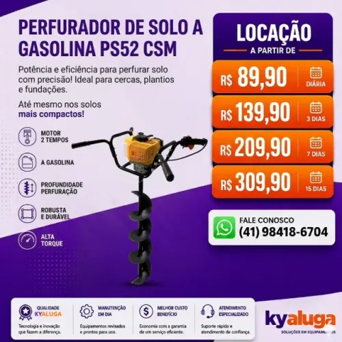 ALUGUEL - perfurador de solo a gasolina