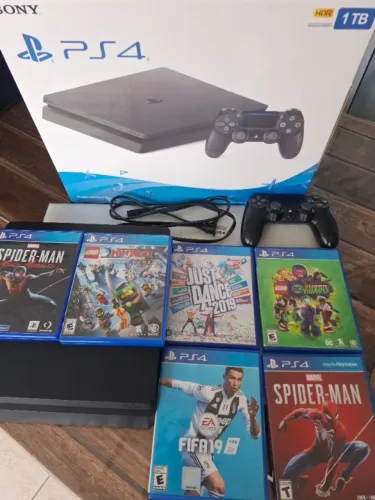 PS4 Slim 1TB + 1 Controle + 6 Jogos