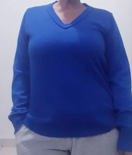 cardigan feminino azul bic gola v tam. 40
