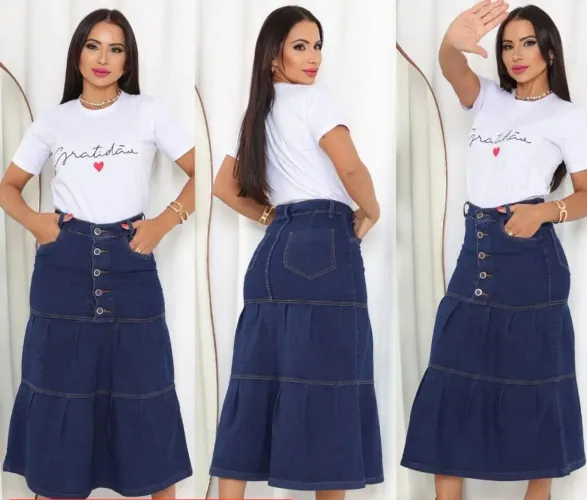 Saia jeans longa Tam 40