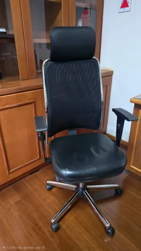 Cadeira de escritório tipo Presidente. Encosto em tela (messh) braços/altura regulaveis