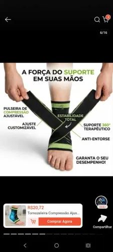 Tornozeleira  de Compressão Estabilizadora para esporte 