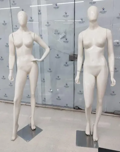 Manequim De Fibra Feminino Branco, cabeça ovo (COM Base)