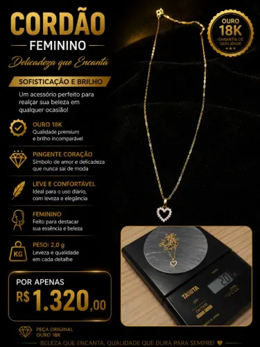 Cordão em ouro! Ouro 18k.