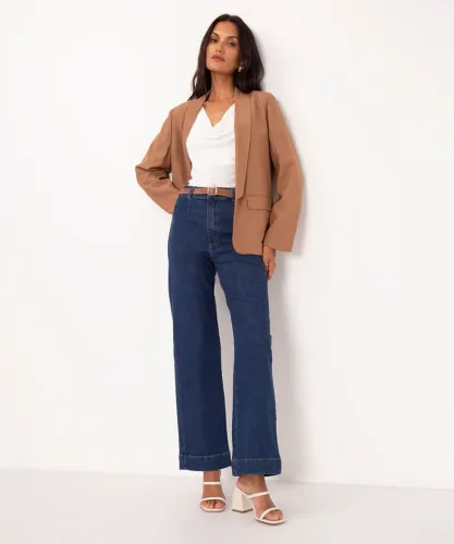 CALÇA JEANS WIDE LEG SLIM, CINTURA ALTA 34