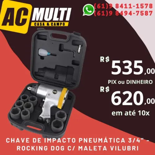 Chave de Impacto Pneumática 3/4" - Rocking Dog c/ Maleta VILUBRI