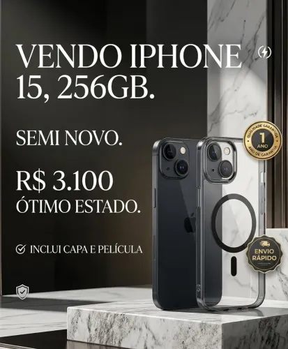 Vendo Iphone 15 semi novo. Ótimo estado!