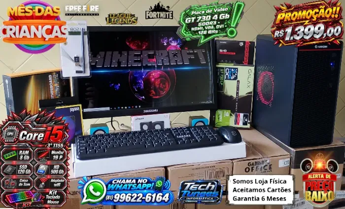 PC CoPC Computador - Core i5 3° (8, Ram - SSD 120,240-HD 500 - Monitor 19, 22-Placa Vídeo