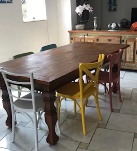 MESA DE MADEIRA DE DEMOLIÇÃO + BUFFET + 6 CADEIRAS - R$ 4.500,00