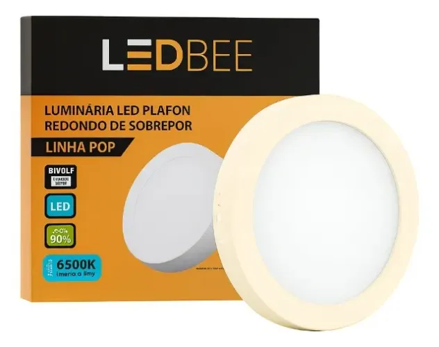 Painel luminária Led 30CM SOBREPOR REDONDO  6500k 24W