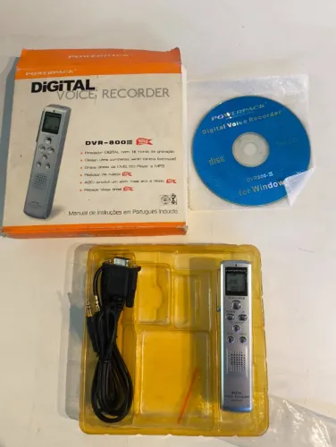 Gravador de Voz Digital Powerpack DVR-800III com caixa e acessórios