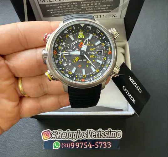 Relógio Citizen New Altichron Altímetro Bússola Novo Sem Uso