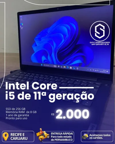 Notebook LENOVO i5 de 11° geração- 1 ano de garantia