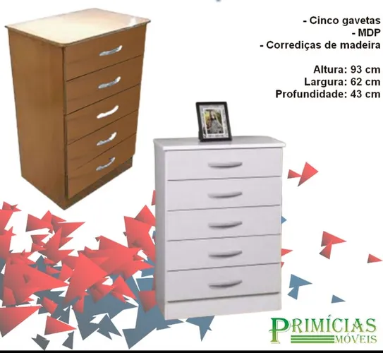Quarto cômoda 5 gavetas