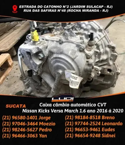 Caixa câmbio automático CVT Nissan Kicks Versa March 1.6 ano 2016 à 2020