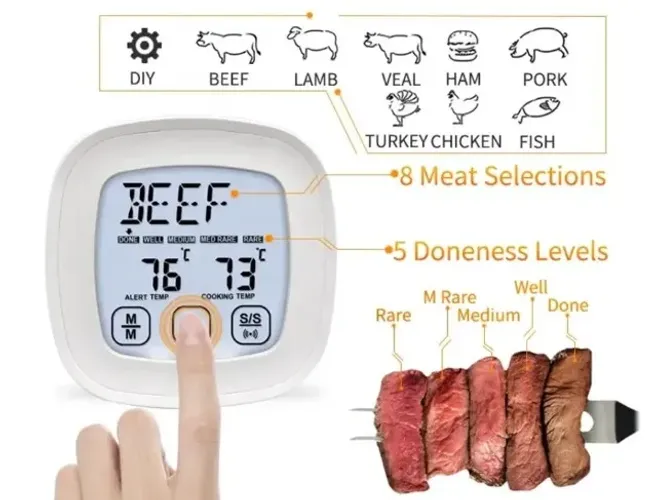 Termômetro Digital Para Churrasco Tela Sensível Ao Toque Com Função De Temporiza COD-AP160