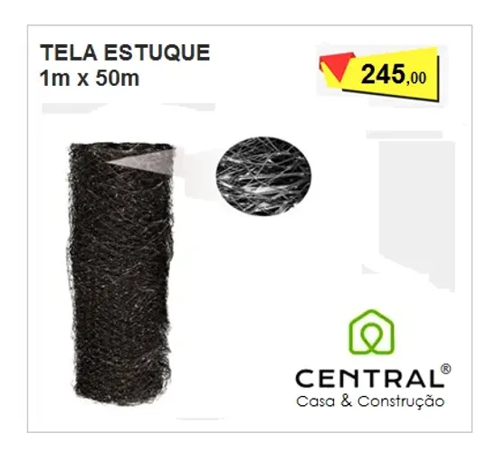 Tela para estuque 1m x 50m - Rolo