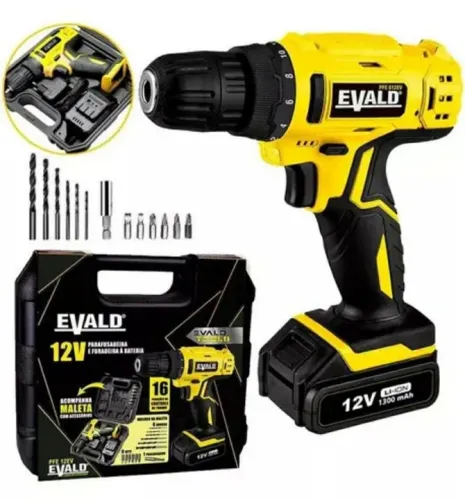 Parafusadeira e Furadeira Evald - a Bateria 1300 mAh Bivolt - Pronta Entrega