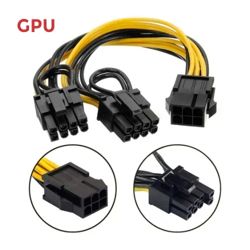 Cabo Adaptador 6p Macho p/ 2x 8p 20cm Femia Placa de Vídeo Gpu