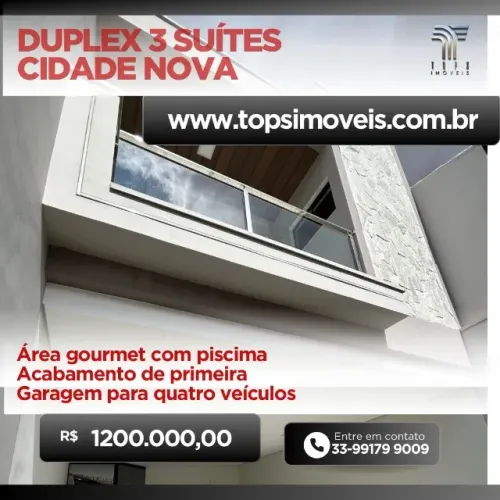 Duplex de luxo com 3 suítes no bairro Cidade Nova