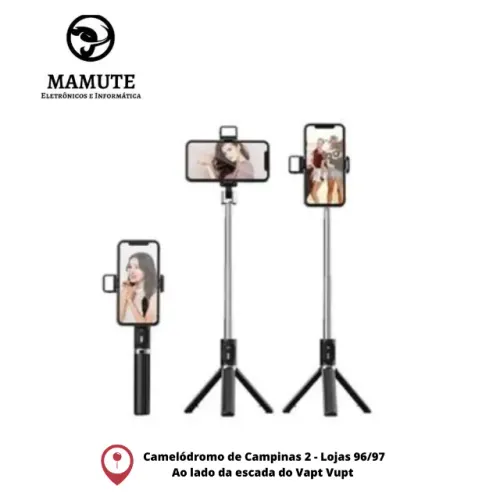 Tripé Com Pau De Selfie Para Celular Bluetooth