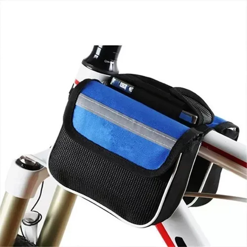 Bolsa Dupla Quadro Alforge Bike Porta Ferramentas Objetos Faixa Refletiva _ ES29