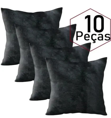 Kit 10 Capa de almofadas decorativas de<br>luxo atacado 45x45 modernas conjunto preto<br>liso