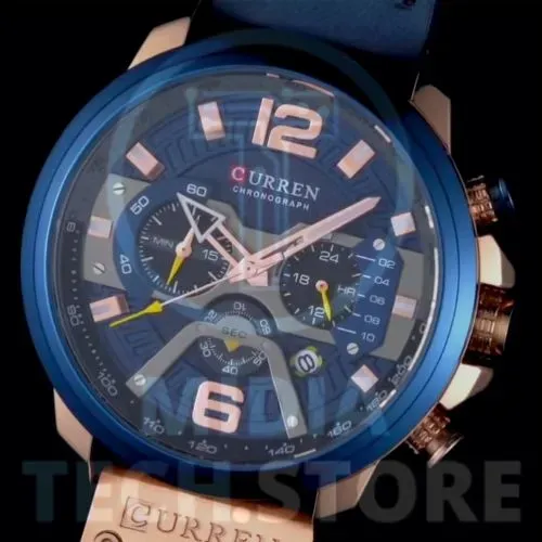 Relógios Social Casual de Elite: Curren com Couro Duplo e Visor Antichoque