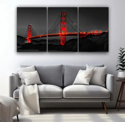 Quadro Decorativo Ponte Golden Gate - Tripartido