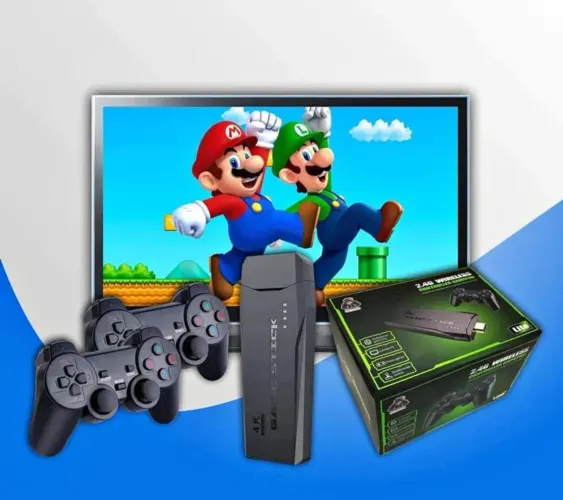 Game Stick 4K com 2 controles sem fio