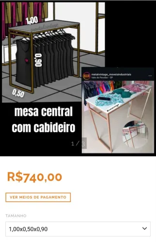 Mesa central com cabideiro 