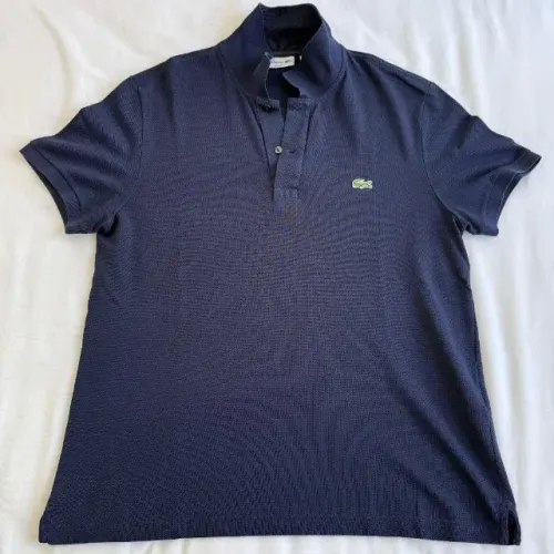 Polo Lacoste Masculina Tamanho L Manga Curta Azul