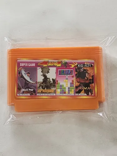Cartucho de Jogo 4 em 1 para Nintendo - Check Pop, Sky Destroyer, Tetris e Ninja