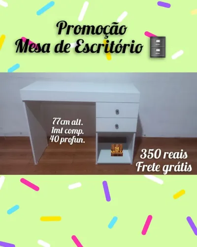 Mesa de Escritório Branca com Gavetas - Promoção!